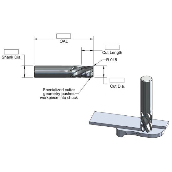 Picture of AB Tools SEM5-30LH 1/2 X 1/2 X 2.5"OAL 5FL Cutter